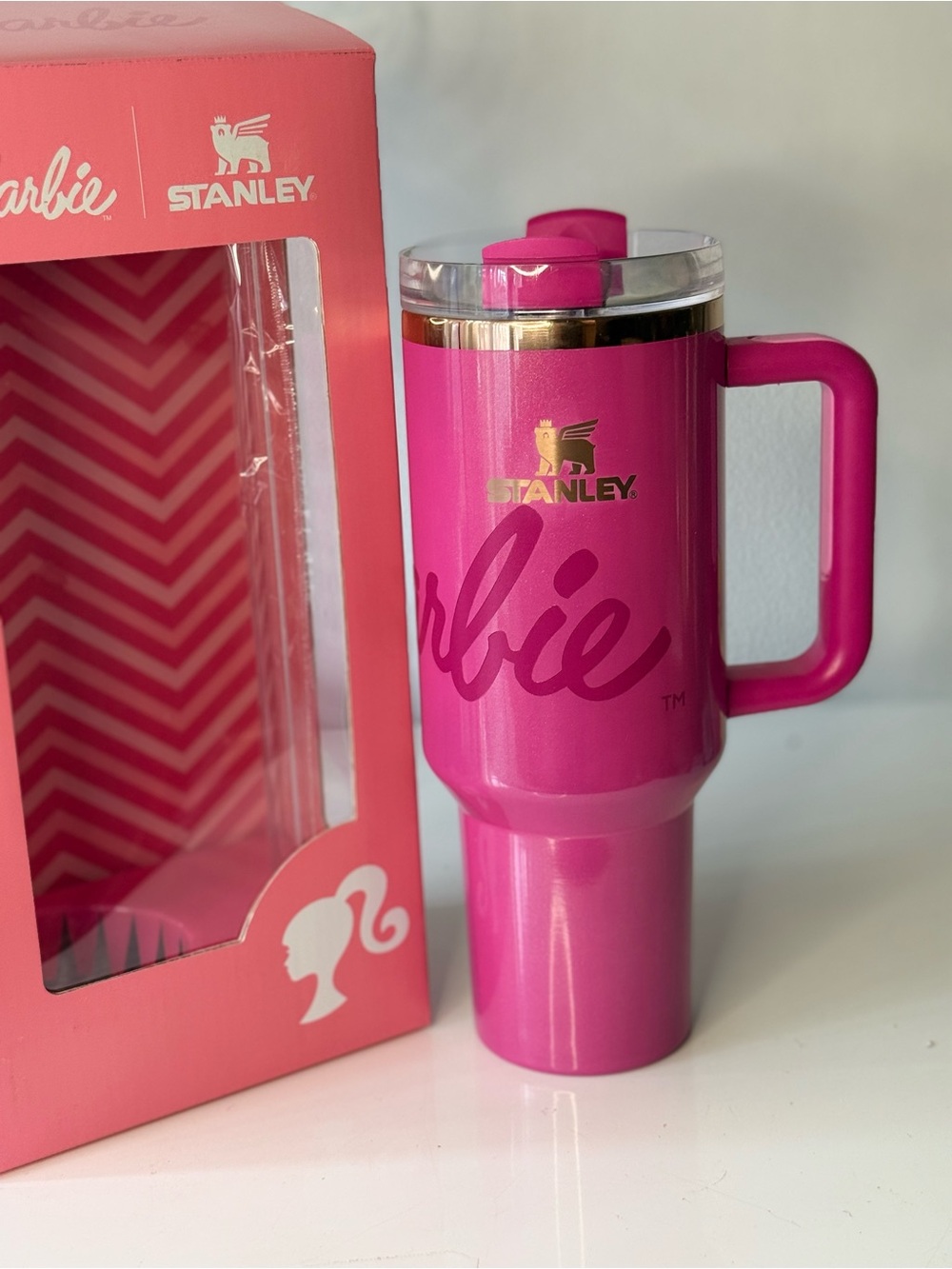 Stanley Barbie Hot Pink Insulated Travel Mug with Handle 40 Oz